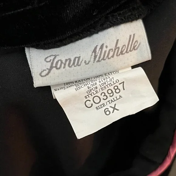 Jona Michelle Black Velvet with Pink Skirt Party Dress Size 6X - Picture 4 of 5